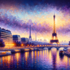 Paris Cityscape by AI | With or Without Stitched Edges | Edge to Edge Printing | 24"x14"
