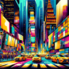 NYC Cityscape by AI | With or Without Stitched Edges | Edge to Edge Printing | 24"x14"