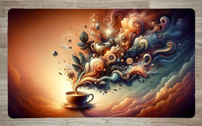Dreams of Tea by AI | With or Without Stitched Edges | Edge to Edge Printing | 24"x14"