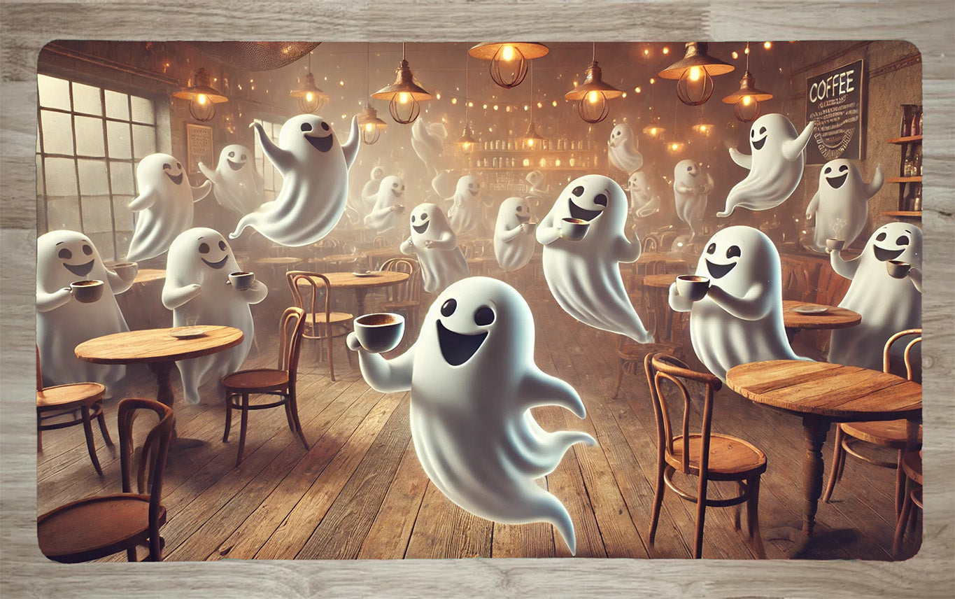 Happy Ghosts by AI | With or Without Stitched Edges | Edge to Edge Printing | 24"x14"