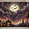 Spooky Graveyard by AI | With or Without Stitched Edges | Edge to Edge Printing | 24"x14"