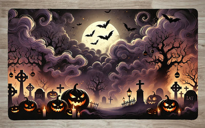 Spooky Graveyard by AI | With or Without Stitched Edges | Edge to Edge Printing | 24"x14"