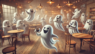 Happy Ghosts by AI | With or Without Stitched Edges | Edge to Edge Printing | 24"x14"