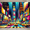 NYC Cityscape by AI | With or Without Stitched Edges | Edge to Edge Printing | 24"x14"