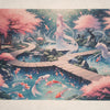 Koi Pond by AI | With or Without Stitched Edges | Edge to Edge Printing | 24"x14"