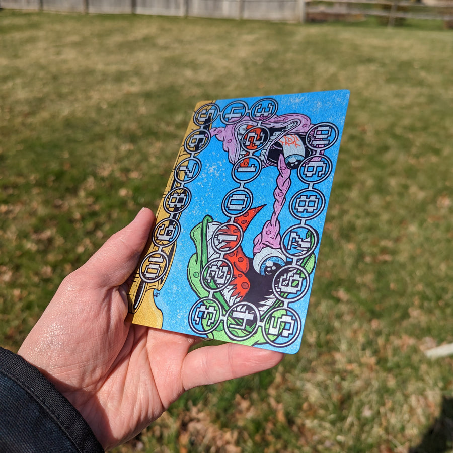 Custom Digimon Memory Gauge printed edge to edge on a 6"x4" Aluminum Card. The metallic backing provides a unique finish to your art.